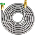 SKYWARD 304 Stainless Steel Garden Hose 15 ft with Female to Male Metal Connector, Anti-Leakage, Flexible & Lightweight Kink Free Water Hose, Easy to Use & Store (15ft)