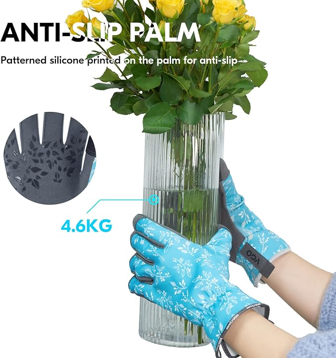 Vgo... Gardening Gloves for Women,Puncture-proof,Thornproof,Safety Work Gloves for Weeding,Digging,Touchscreen,Synthetic Leather(M,Blue,SL7476)