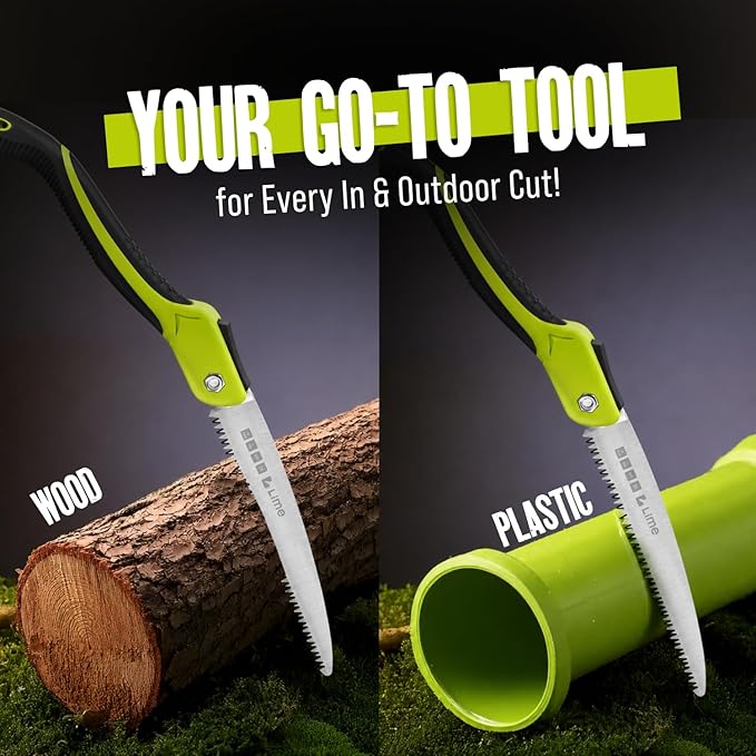 GROWIT Folding Camping saw 11 Inch - Heavy Duty Pruning Saw with Triple-Cut SK5 Blade, 7 TPI Razor Teeth for Tree Trimming, Wood Cutting, Camping, Bushcraft, and Gardening