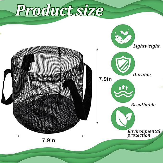 6PCS Mesh Aquatic Pond Plant Baskets, 2 Gallon Round Pond Planting Bags Aquatics Planter Pot Water Lily Growing Container with Handles for Lotus Bog Plant Garden Terrestrial Plants, 7.9" H x 7.9" Dia