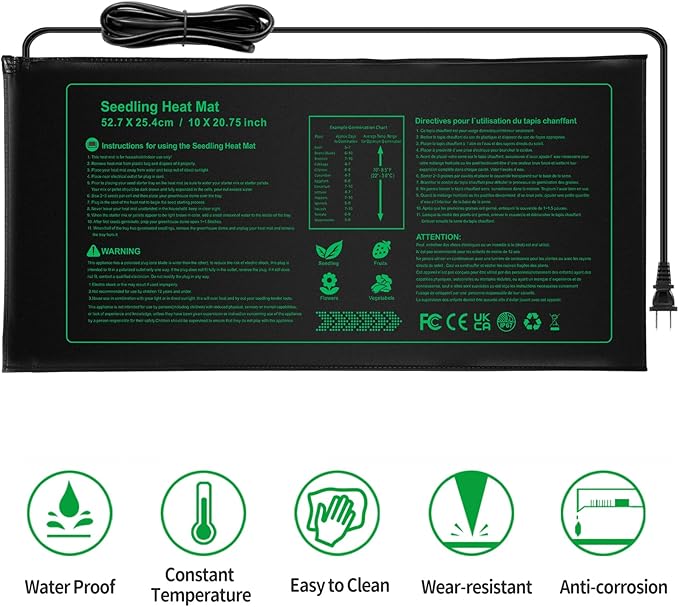 Seedling Heat mat | 3 Pack | Durable Waterproof | Heat Mats for Seed Starting,Seed Germination Heating Mat 10 x 20.75 Inch