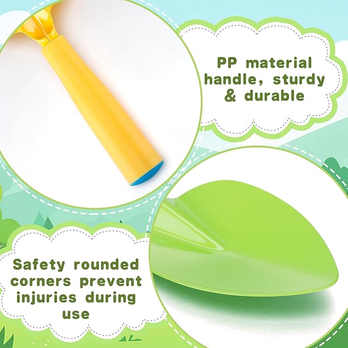 Biubee Kids Gardening Tools Set - Sturdy Watering Can Toy Set with Metal Shovel Hand Rake Kids Gloves, Toddler Gardening Kit Garden Toys for Outdoor Beach Sand Toy Gift, Green