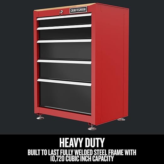 CRAFTSMAN Garage Storage Cabinet, Metal, Freestanding, 5-Drawers (CMST22602RB)