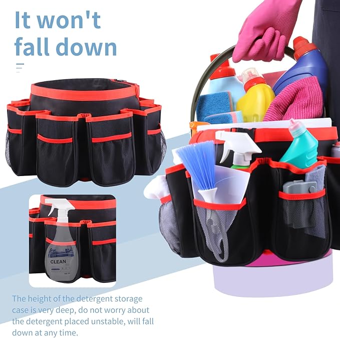 Bucket Cleaning Tool Organizer,Wash Tool Caddy 5-Gallon Organizer,5 Gallon Bucket Holder Cleaning Supplies for Housekeeping