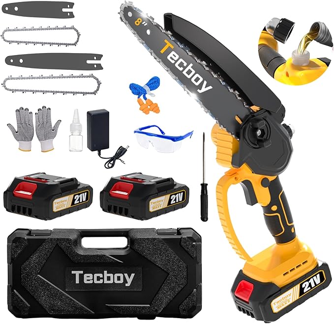 8 Inch Mini Electric Chainsaw Cordless, 6 Inch Portable Chain Saw for Makita 18V Battery Powered Saws Small HandHeld Saw with 2 Batteries and Chains Yard Tool Tree Trimming Wood Cutting Gifts Men Dad
