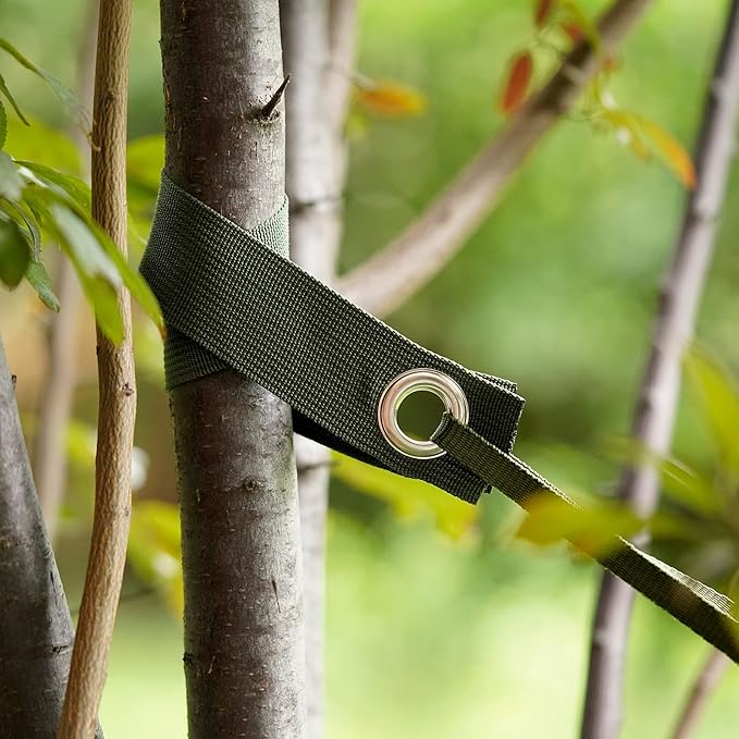 Professional Tree Stake Kits for 2 Trees- 6pcs 15.7 Inch Tree Straps + 65.6 Feet Strong Rope for Plant Fix Straight Healthy Growth,Green