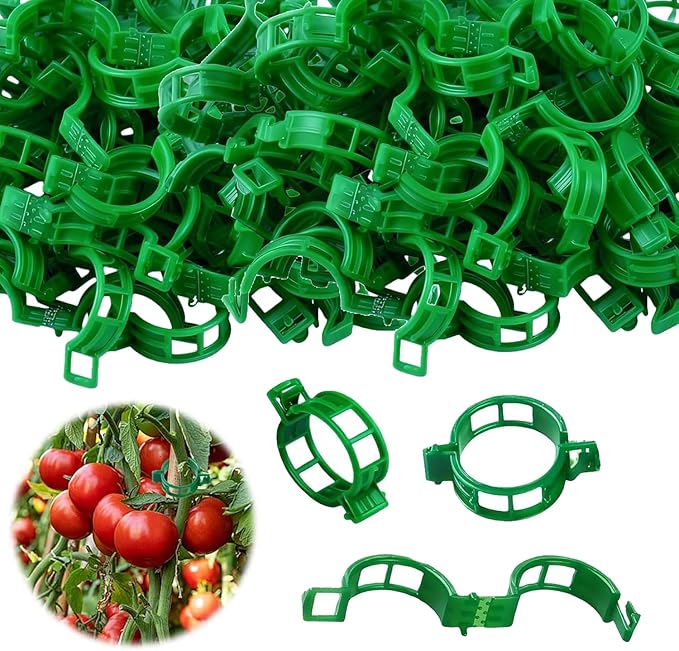 100PCS Green Plant Support Clips, Tomato Clips, Garden Clips, Trellis Clips, Vine Clips for Climbing Plants to Prevent Tomatoes from Pinching or Falling Off