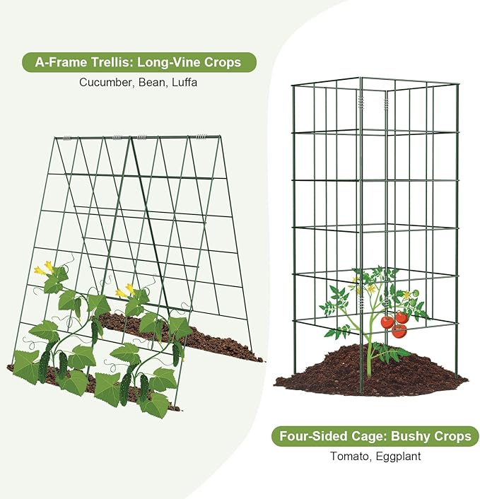 Amoskey Cucumber Trellis, Garden Trellis for Climbing Plants Outdoor, Foldable A-Frame Trellis, Cucumber Trellis for Raised Bed for Cucumbers, Peas, or Tomatoes (Green, Bold Large Grid 46''H*36'W)