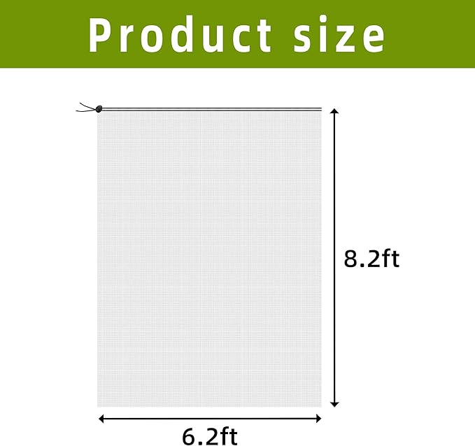 6.2 x 8.2 Feet Insect Bird Barrier Netting Mesh with Drawstring, Garden Bug Netting Plant Cover for Protect Plant Fruit Flower from Insect Bird
