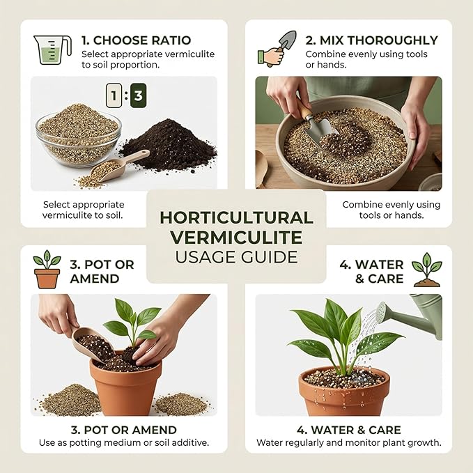 Sukh Vermiculite - Organic Vermiculite for Plants Fine Horticultural Vermiculite Soil Amendments Vermiculite Bulk Soil Additive Perfect for Potted Plants and Garden Professional (3-6MM, 1.9 Pounds)