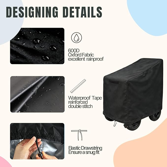 Hose Reel Cart Cover for Outside,Waterproof Hosepipes Covers for Garden,Heavy Duty Hose Holder Shield Protects Against Sun,Rain,Snow,and Dust (30x26.4x24/35in,Black)