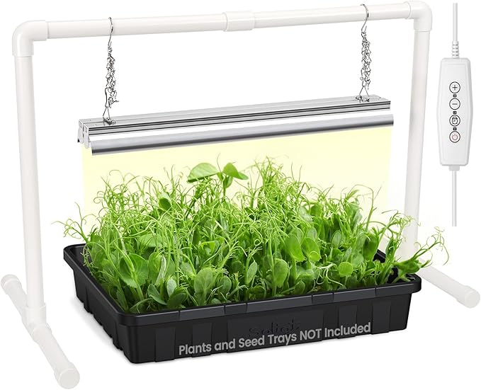 SOLIGT Grow Lights for Seed Starting, 2FT LED Full Spectrum Seedling Grow Lights with 4 Brightness & 8/12/18H On Timer, Adjustable Height Stand for Indoor Plants, Seedlings, Herbs & Vegetables