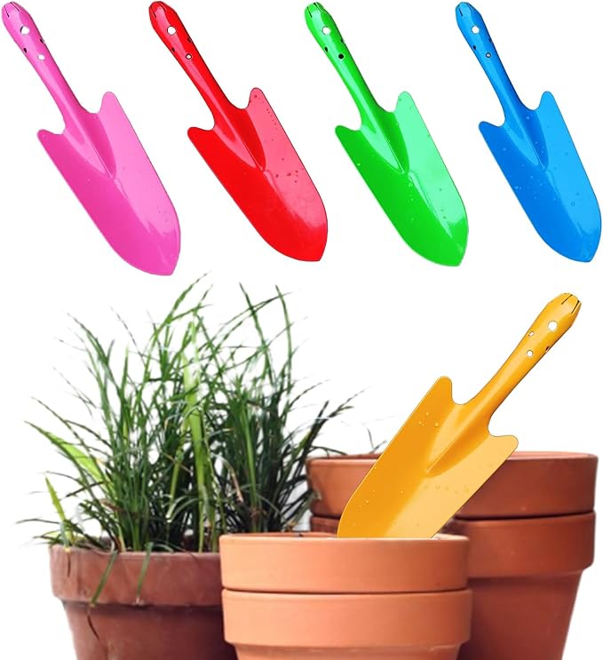 Garden Trowel for Digging and Planting, Mini Colorful Metal Hand Shovel, Small Trowel Set Garden Tools for Flower Soil Planting Digging Transplanting Ideal Gardening Gift for Kids