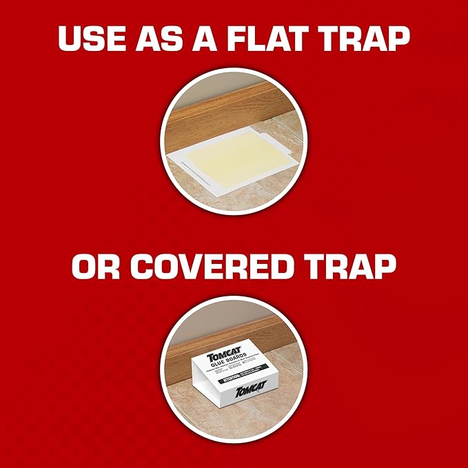 Tomcat Glue Boards with Eugenol for Enhanced Stickiness, Immediate Grip Glue Captures Mice, Cockroaches and Insects, Use Flat or Covered, Ready-To-Use, 26-Pack