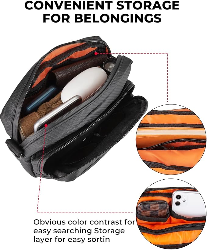 KEMIMOTO Motorcycle Handlebar Bag with Waterproof Cover Universal Bicycle Handle Bar Tool Bag for Front Fork Sissy Bar Compatible with Cruiser Softail Dyna Sportster Dirtbike Carbon Fiber