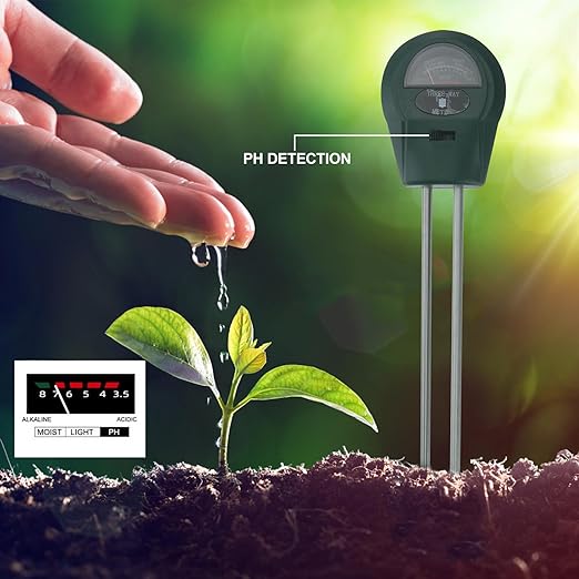 Homoyoyo 3-in-1 Soil Tester with Ph Meter, Moisture and Light Sensor for Gardening, Mini Soil Detector Plant Humidity Monitor for Indoor and Outdoor Lawn, No Battery Required