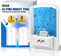 2 Pack Flying Insect Traps for Indoor, Plug-in Bug Catcher for Flies, Fruit Flies, Gnats, Moths, Noiseless for Home, 30-Day Glue Card Replaced (2 Devices & 8 Refills)