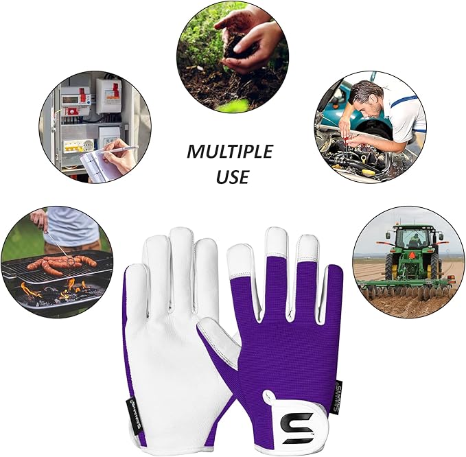 SAWANS Leather Gardening Gloves Ladies and Mens Thorn Proof Garden Gloves for Women Men Gardening Durable Work Gloves