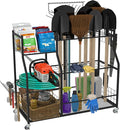 Garden Tool Organizer, Garden Tool Organizer Stand with Lockable Wheels, Metal Yard Tool Storage Rack for Long Handled Tools, Shovels & Rakes, Rustproof Tool Holder for Shed or Basement