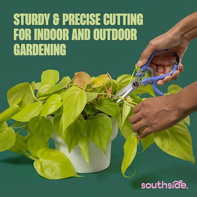 Southside Garden Scissors – Lightweight Pruning Shears for Houseplants, Indoor & Outdoor Gardening Tool, High-Carbon Steel Blades with Safety Lock