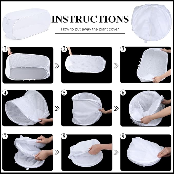 4 Pcs 39" x 18" x 16" Pop up Garden Rows Plants Cover Vegetable Mesh Plant Protector Net Cage Guard with Ground Nails for Protecting Vegetable Fruit Seedling from Animal (White)