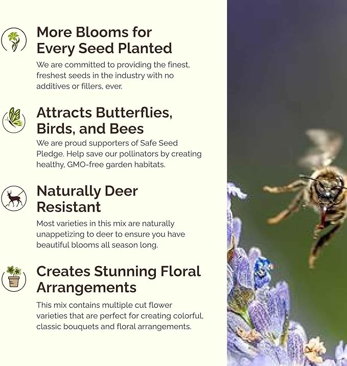Eden Brothers Perennial Pollinator Wildflower Mixed Seeds for Planting, 1 lb, 480,000+ Seeds with Blue Flax, Coneflower | Attracts Pollinators, Plant in Spring or Fall, Zones