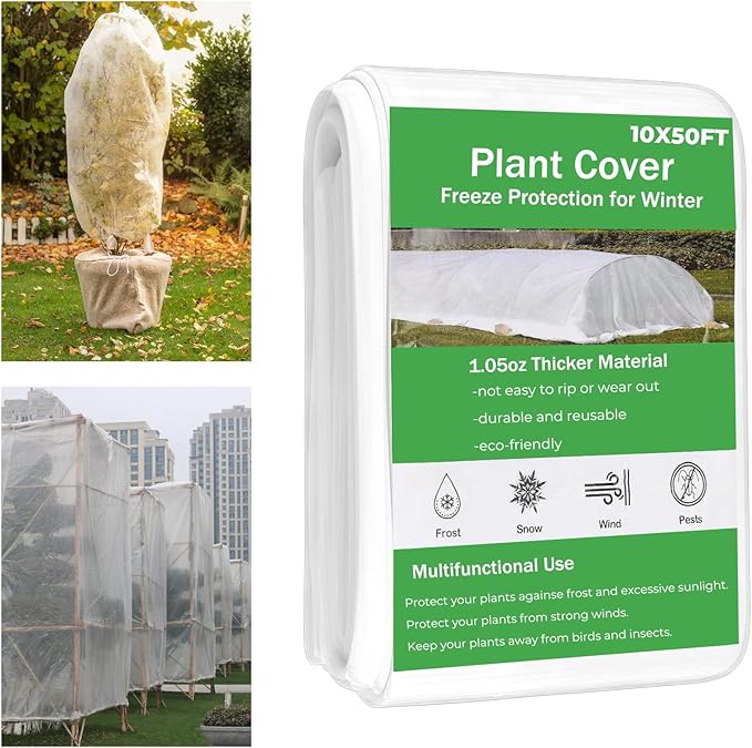 Covers Freeze Protection, Cookmaster 10x50FT Frost Cloth Plant Freeze Protection, Garden Floating Row Covers for Raised Beds/Vegetables Insect/Winter Frost (White)
