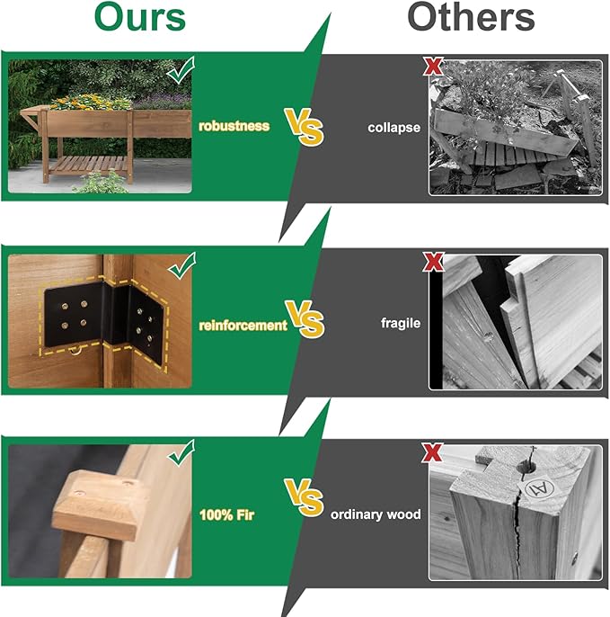 Raised Garden Bed with Legs Outdoor, Elevated Garden Box with W-Connection Tabs，Large Storage Shelf for Vegetable, Flower, Herb, Easy to Assemble，81x23x32 in