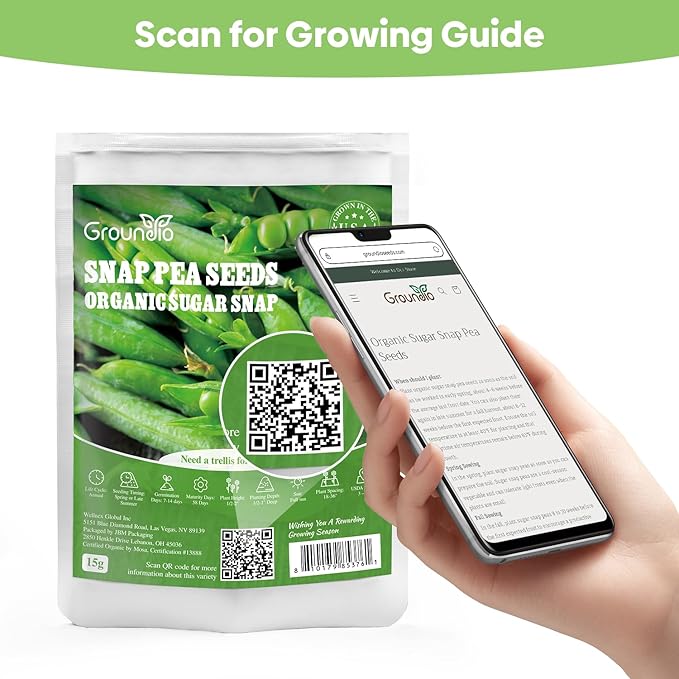 Sugar Snap Pea Seeds for Planting | Organic Non-GMO Vegetable Seeds for Planting Home Garden Indoor & Outdoor | Cool Season Crop,Super Productive