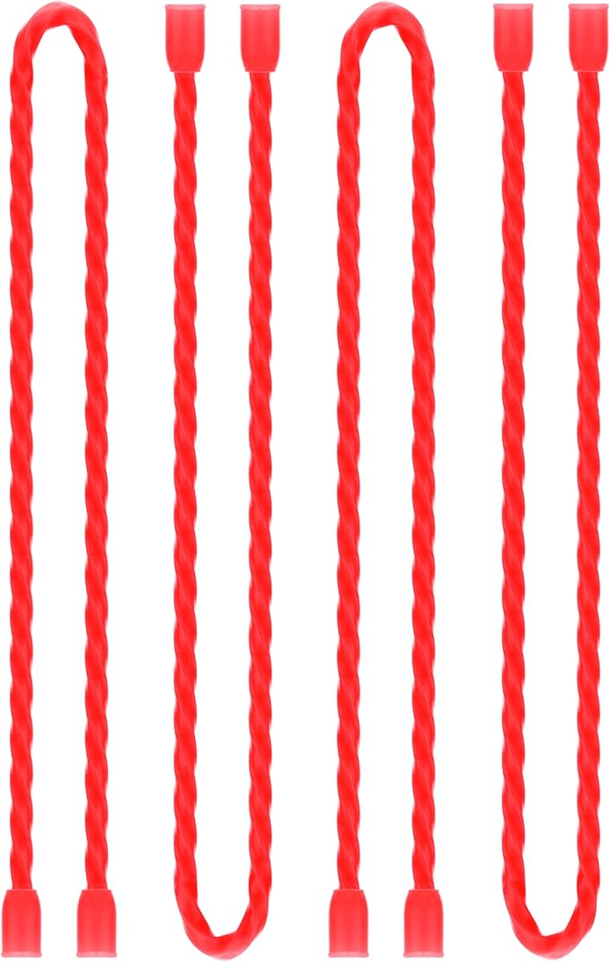 TRIPLE DEER 4Pcs 18-Inch Silicone Cable Ties Colorful Reusable Steel-Core Silicone Twist Gear Tie Straps for Bundling and Organizing, Bendable Holder Strap for Indoor and Out All Purpose, Red