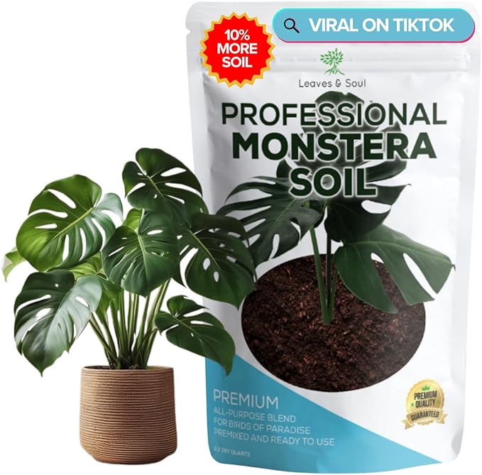 Professional Monstera Soil 8.2 Quarts Ready to Use, Premium Monstera Potting Mix for Indoor Plants, Peat Coco Coir Perlite Dolomite, Well Draining Soil for Monstera Plant Indoor Made in USA