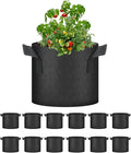 HealSmart 12-Pack 3 Gallon Nonwoven Grow Bags, Aeration Fabric Pots with Handles, Suitable for Garden Fruits, Vegetables and Flowers, Black