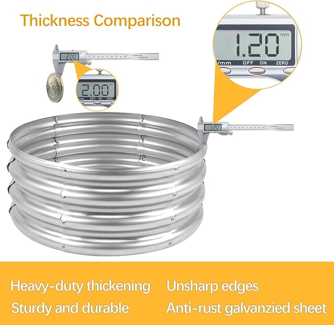 Galvanized Garden Bed Kit for Vegetables/Herbs/Flowers, Raised Planter Box, Outdoor, 3x3x1 ft, Silver