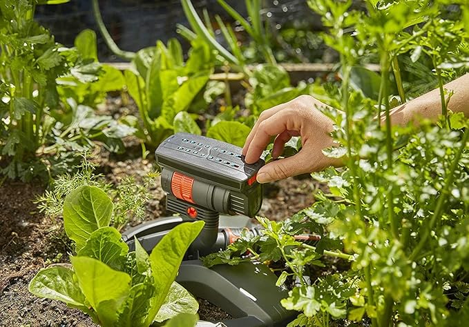 GARDENA 20575 | Up to 2300 sq ft - ZoomMaxx Adjustable Oscillating Sprinkler on Metal Step Spike with US Hose Threads for Watering Large Area Lawn, Yard and Garden. Quick Connect Included.