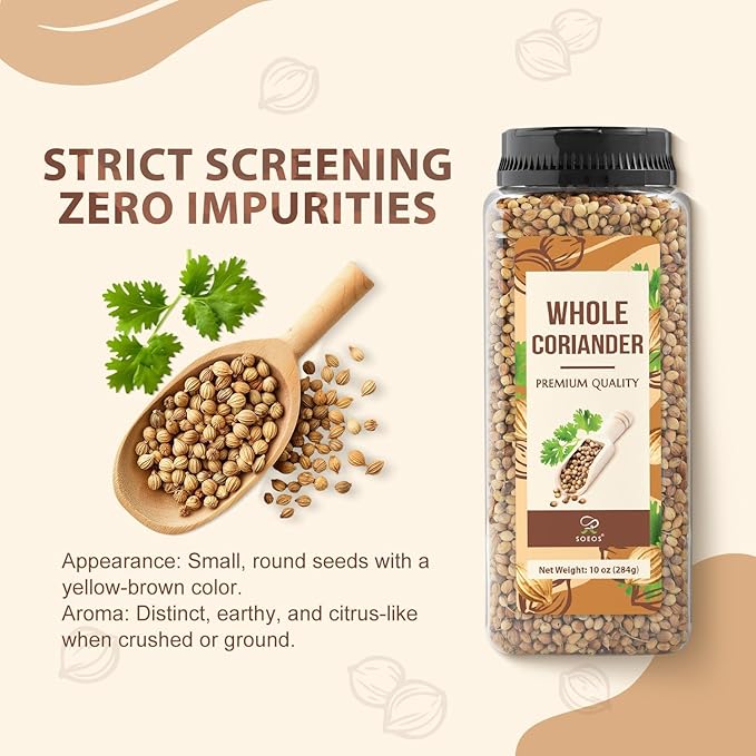 Soeos Coriander Seeds, 20 Oz (568g), Whole Coriander, Fresh Aromatic Coriander Seed for Cooking, Versatile Corianders Spice for Kitchen (Pack Of 2)