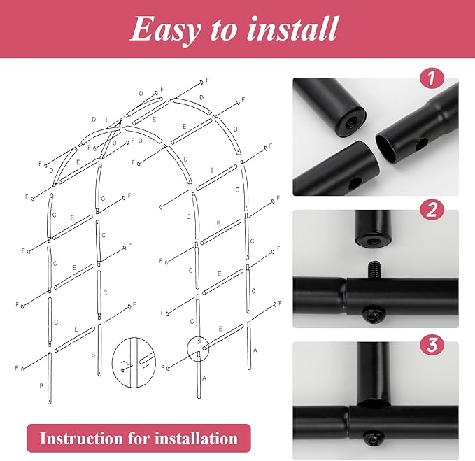 Thickened 0.7mm Tube Garden Arch Trellis - 4.6ft Wide x 7.9ft High or 7.6ft Wide x 6.4ft High - Garden Trellis for Climbing Plants - Stable Garden Arbor, Birthday Party Wedding Arch Decoration