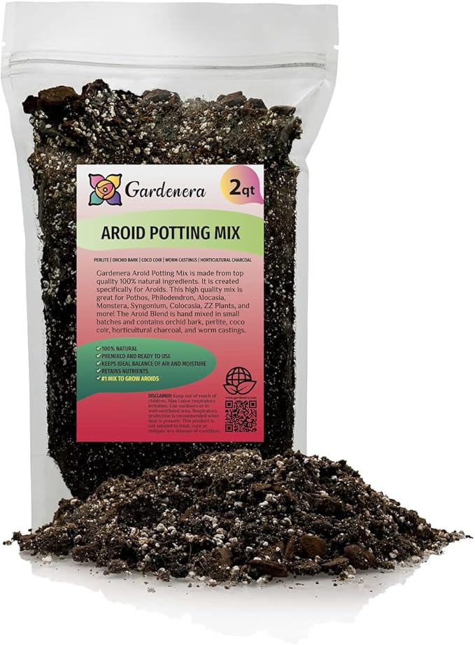 Gardenera Premium Aroid Potting Mix - 2 Quart - Soil Free Blend for Aroids - Growing Medium for House Plant
