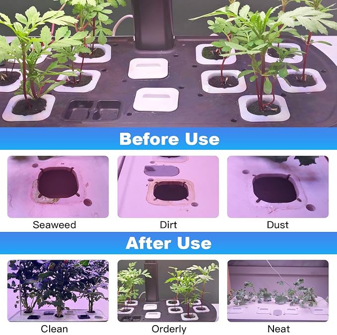 Plant Spacer Kit Compatible with Idoo, LYKO, QYO for Square Seed Pods, Grow Plant Deck Openings for Indoor Hydroponic Growing System, Square Spacer Cover Lid Accessories, Square (White, 12Pack)