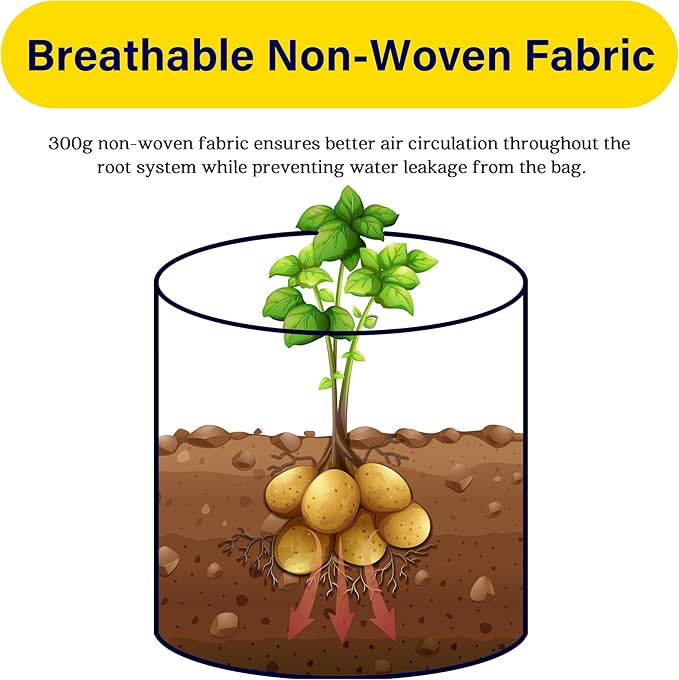 iPower 10-Pack 7-Gallon Potato Grow Bags Thickened Non-Woven Aeration Fabric Container Planter Pots with Handle, Access Flap and Visual Window, Easy to Harvest, for Tomato, Vegetables