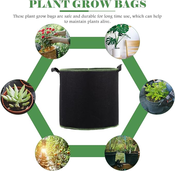 DOITOOL 5 Pack Plant Grow Bags 11.4 Inch Nonwoven Fabric Seedling Pots with Drainage for Vegetable Flower Garden Nursery Use