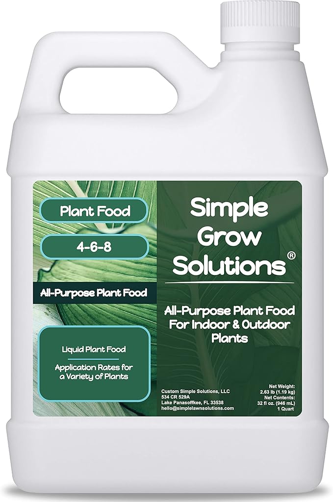 Liquid Plant Food All Purpose- House Plant Fertilizer- Liquid Fertilizer for Indoor Plants & Vegetable Garden- Concentrated Plant Nutrients - Green, Growth - Simple Grow Solutions- 32 Ounce
