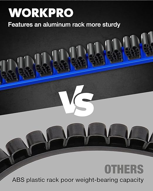 WORKPRO Magnetic Screwdriver Organizer and Wrench Organizer, Aluminum Rail Magnetic Tool Organizers, Tool Holder, Tool Box Organizers, 12-Slot Screwdriver and Wrench Holder (Tools not Included)