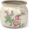 Flower Pots Planters for Indoor Plants Ceramic Plant Pots with Drainage 6.1 Inch Vintage Ceramic Pots for Plants Outdoor Home Garden Decor, Vintage Pink Rose