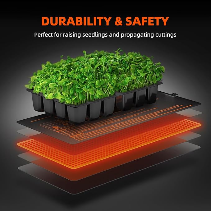 Spider Farmer Seedling Heat Mat 10"x20.75" with Built-in Temperature Controller Waterproof Plant Heating Pad for Indoor Seed Starting Germination Hydroponics, Greenhouses and Brewing