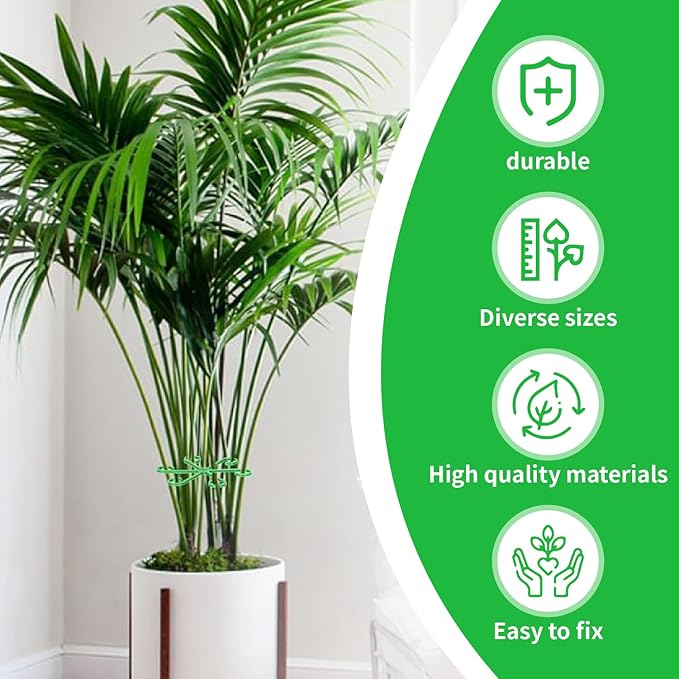 16pcs Plant Stem Support Reusable Plant Growth Accessories 4 Sizes,Climbing Houseplant Stem Supports,Plant Support Rings, Leaf Holders, Indoor Plant Stakes Stabilizer Accessories