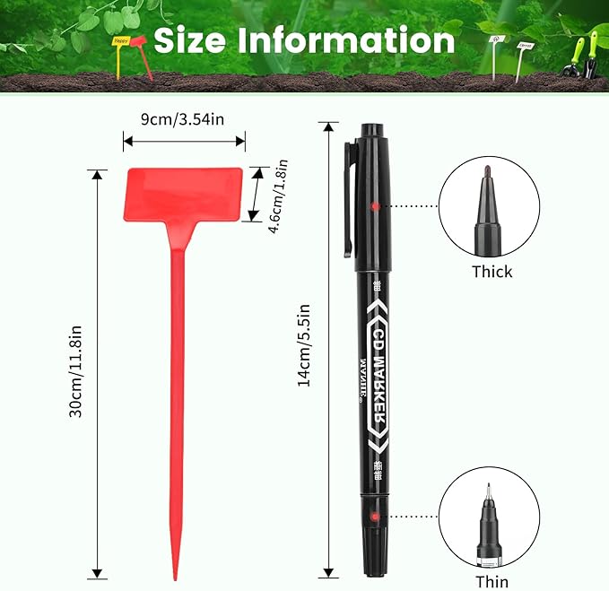 KINGLAKE GARDEN Outdoor Plant Labels, 11.8 Inch 30 Pack Plastic Waterproof Sturdy Nursery Garden Markers,Plant Markers for Flower pots Plant