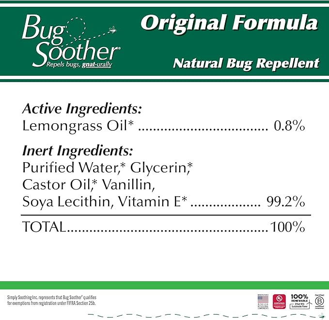 Bug Soother Spray 32 oz. - Natural Insect, Gnat and Mosquito Repellent & Deterrent with Essential Oils - 100% DEET-Free Safe Bug Spray for Adults, Kids, Pets, Environment - Made in USA…