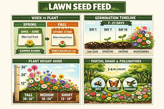 Deer Resistant Wildflower Seeds (2oz) Hardy Garden Flowers Designed to Deter Deer & Support Pollinators