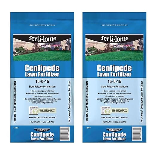 Ferti-Lome Slow Release Nitrogen Lawn Fertilizer 15-0-15 with Iron – for Centipede & Multiple Grass Types – Covers 4,000 sq ft per Bag (2 Pack)