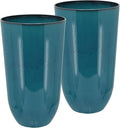 Arcadia Garden Products 25.5-inch Tall Set of 2 Teal Large Plastic Planter Pots with Drainage Plug for Indoor or Outdoor Use, Decorative Lightweight Garden Flower Pot for Porch, Patio, Deck